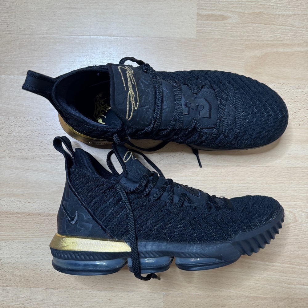 Nike Lebron Sneakers Men's 12 Black Gold 16 XVI I'm King Basketball